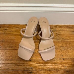 Nude Heels with Block Heel and Straps